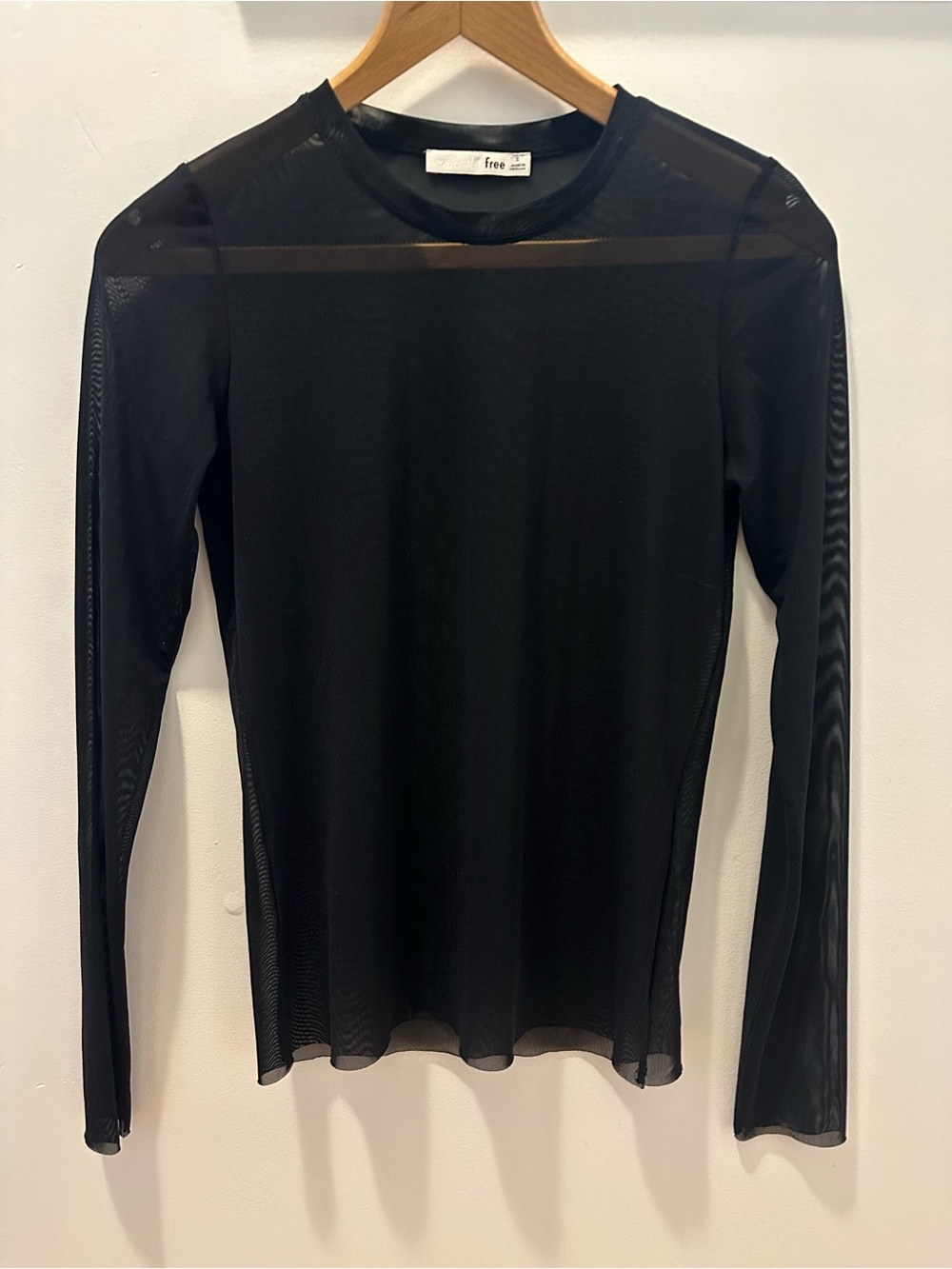 Aritzia Wilfred Free Black Sheer Mesh Long-Sleeve Tee Goth Indie Punk Streetwear
